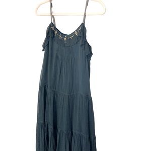 Rebecca Taylor 100% Silk Bead Rhinestone Trim Ruffle Slip Dress